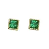 Stud Earrings LIVVY Gold Color Simple Square Green Zircon Small For Women Minimalist Fine Trendy Jewelry Party Accessories