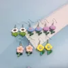 Boucles d'oreilles pendantes 1 paire, tendance, fleurs roses mignonnes, goutte pour femmes et filles, boucles d'oreilles pétunia coréennes, bijoux amoureux, cadeau de noël EC504