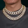 20mm VVS Baguette Moissanite Link Chain Sterling Sier Heavy Iced Out Hip Hop smycken Miami Kubansk halsband