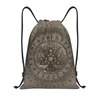 Shopping Bags Vegvisir And Tree Of Life Yggdrasil Drawstring Backpack Sports Gym Bag For Women Men Viking Compass Training Sackpack
