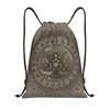 Boodschappentassen Vegvisir En Levensboom Yggdrasil Trekkoord Rugzak Sport Sporttas Voor Dames Heren Viking Kompas Training Sackpack