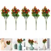 装飾的な花5 PCSクリスマスシミュレーションストロベリー花瓶の家の装飾フラワーブーケPVCプラスチックブランチ