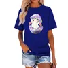 Damen-T-Shirts, lässig, modisch, T-Shirt, Rundhalsausschnitt, Outdoor-Design, Kurzarm-Oberteil, Ostern, bedruckt, schlanker Typ, jugendliches Ropa De Mujer