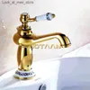 Robinets de lavabo de salle de bain Robinet de lavabo de luxe robinet de salle de bain moderne avec finition dorée robinet d'évier de lavabo en laiton chaud et froid à poignée unique avec robinet en céramique Q240301