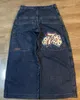 JNCO baggy jeans hiphop rock broderi mönster män kvinnor 2023 mode streetwear retro harajuku hög midja bred ben 240227