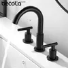 Rubinetti per lavandino del bagno 3PCS Rubinetti per lavabo da bagno neri Miscelatori caldi e freddi Facile installazione Miscelatore montato su piattaforma Rubinetto diffuso Q240301