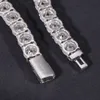 2023 Neues Design Iced Out Bracket 10 mm Sterling Silber VVS Moissanit Diamant Baguette Schnalle Tenniskette Halskette