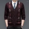 Pulls pour hommes Hommes Laine Pull Manteaux 2024 Automne Hiver Tricoté À Manches Longues Homme Plaid Cardigan À Poitrine Simple