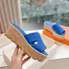 Suede Platform heel Slippers high heels open toes slip-on slides Wedge sandals for women Wood outsoleluxury designer Slippers Factory footwear