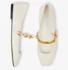 Eleganti sandali Tilda con diamanti di marca Scarpe da donna Nappa piatta in pelle con catena dorata Lady Comfort Daily Casual Walking EU35-43