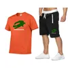 Summer Men's Fitness Fashion Leisure Spor Seti Spor Seti Seti Kısa Kollu T-Shirt Şort 2 Parçalı Set