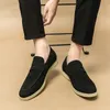 Storbritannien retro män pekade mocka lägenheter äkta läderskor avslappnade öre loafers formella klänning skor sapatos tenis masculino