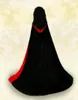 أسود مخملي مخملي طويل Cape Cape Wedding Medieval Costume Wicca Gothic Wizard1089011