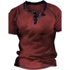 Henley Herren-T-Shirts, schlichtes Kurzarm-T-Shirt, übergroßes T-Shirt, 3D-Druck, lässig, männlich, Top, Streetwear, Kleidung, Frühling, Vintage, Hip Hop 240219