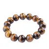 Strand 8/10/12/14/16/18mm Round Natural Yellow Tiger Eye Stone Bracelet Gem Jewelry Making Design Elastic Hand String For Men Gifts