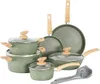 MAISON ARTS Kitchen Cookware Sets Nonstick, 12 Piece Pots and Pans Set Granite Cooking Set for Induction & Dishwasher Safe, Oven, Stovetop, Green