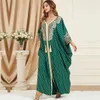 BNSQ Muslim Abaya for Women Long Dresses Dubai V Collar Pendant Bat Sleeves Turkey African Caftan Vest 240222