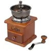 Lmetjma Retro Manual Coffee Grinder Rostfritt stål MILL MED RENGING Brush Wood Design Machine 240223