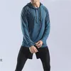 Herrtröjor Autumn Winter Hoodie Hög Elasticitet Snabbtorkning Fitnesskläder som kör träningskläder Tracksuit Sportdräkt Långärmad t-shirt Pullover Tees