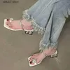 Slippers Spring Summer Fashion New Women Genuine Leather Square Head Thin Mid-heel Sandals Simple Casual Shoes Female ChicH2431