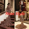 New Luxury Gold black Prom Dresses Mermaid off shoulder Sexy African Prom Gowns Vestidos Special Occasion Dresses Evening Wear