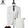 Suits Blazer Vest Pants Mens Social Formal Business Casual Suit 3pcs and 2pcs Plus Size Groom Wedding Dress Gentleman Slim Prom Tuxedo