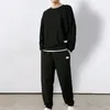 Survêtements pour hommes hommes sweat-shirt pantalon ensemble à manches longues survêtement décontracté texture gaufrée costume avec taille élastique pour l'automne