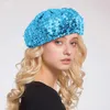 Bérets femmes paillettes bonnet casquette paillettes brillant béret chapeau carnaval fête Club danse Chic rétro plaine Skullies