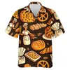 Männer Casual Hemden Backen Liebhaber 3D Druck Strand Für Männer Kleidung Kuchen Chef Kurzarm Arbeit Uniform Hawaiian Frauen Revers Bluse