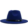 Bérets Mode Tendance Femmes Dames Laine Feutre Fedora Chapeau Ceinture Noire Large Bord Panama Casual Fête Formelle Hiver Jazz En Gros