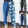 Women's Jeans 2024 Fashion Woman High Waisted Straight Pants Women Denim Long Trousers Vintage Daisies Printed Streetwear