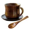 Ensembles de vaisselle, ensemble de tasses en bois faites à la main, tasses à expresso, tasse d'eau, cuillère à mélanger, thé, verres à café créatifs