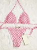 Luksusowe bikini seksowne kwiatowe bikini Twin Pasek Balette Bikini Kobiet Swimsuit 2024 Trójkąt kąpiel kąpielowy Kąpiec Dwuczęściowe zestawy bikini-stringi różowe bikinis