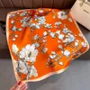 70x70cm Simple Presbyopia Designer Printed Floral Silk Scarf Headband Hair Band Women Fashion Long Handle Bag Scarves Paris Shoulder Tote Luggage Ribbon Head Wraps