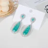 Boucles d'oreilles pendantes EYER 2024, luxe, tempérament surnaturel, cristal bleu clair, pendentif en Zircon, goutte pour femmes, cadeau de Banquet et de rencontres