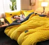 4st Plain Color Thicken Flanell Warm Bedding Set Velvet Däcke Cover Bed Sheet Pillow Case Home Bed Linens C02239340981