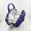 Bling Crystal Bags Luxury Flower Basket Blue Party Purse med Chain Ladies Pochette för Womens Evening Day Clutches 8818 240223