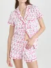 Kvinnor Söta rullkanin Pyjamas Y2K Monkey Prefabricated Printing 2-Piece Pyjama Set Short Sleeve Shirt PJ Shorts Set Casual Wear 240301