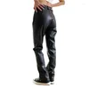 Women's Pants Women Cool Street High Waist Girls Slim Fit Long Straight Faux Leather Hip Hop Oversize Black PU Streetwear