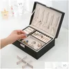 Pudełka biżuterii pudełka moda pu duża pojemność Jewlery wystawa kolczyka Pakowanie Pakowanie Pakowanie Veet Biżuterii Nowoczesna biżuteria St Dhxza
