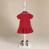 Robes de fille Bébé Filles Robe D'été À Manches Courtes Col Polo Jupe Plissée Casual Style Preppy Vêtements Pour Enfants Uniforme Coréen Rouge