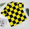 Men's Casual Shirts Two Tone Black And Yellow Vacation Shirt Mod Checkers Hawaii Funny Blouses Short Sleeve Graphic Tops Large Size