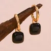 Orecchini pendenti impermeabili in acciaio inossidabile delicati su entrambi i lati neri a goccia quadrati di olio per le donne regalo di gioielli alla moda antiruggine