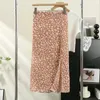 Skirts Women Skirt Summer French Vintage Leopard Pattern Split Half-body Lady High Waist A-line Mid Length Wrap Hip