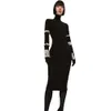 Autumn and Winter New High Collar Diamond Long Sleeve Bandage Fashion Tight Party Dress