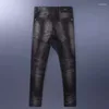 Jeans pour hommes High Street Mode Hommes Rétro Noir Gris Stretch Slim Fit Ripped Épissé Desighner Hip Hop Biker Pantalon Hombre