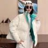 نساء لأسفل 2024 كوريا من طوق خفيفة الوزن القطن باركاس باركاس الشتاء معطف مبطن معطف غير رسمي أنثى الأكمام الخارجية