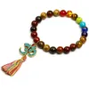 Bracelets de charme Yoga 7 Chakra OM Glands Bracelet Tibétain Bouddha Prière de Guérison Mala Bijoux Pour Femmes Hommes