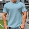 Men's T Shirts Solid Color Crew Neck Short Sleeve Sports Base Shirt Exercise And Fitness Turtleneck Tee For Men Medium