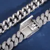 20mm VVS Baguette Moissanite Link Chain Sterling Sier Heavy Iced Out Hip Hop smycken Miami Kubansk halsband